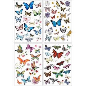 Yexiya 4 Sheet Flowers Rub on Transfer for Crafts and Furniture Spring Butterfly Vintage Iron on Transfers Decals 11.8 x 7.9 Inch Rose Floral Furniture for Home Office Wood DIY Craft(Butterfly)