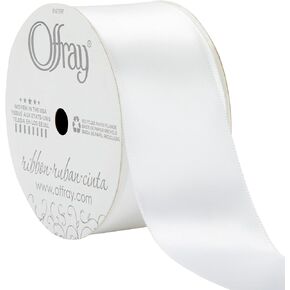 Offray 1.75" Wide Single Face Satin Craft and Decorative Ribbon, 21 Total Feet, White