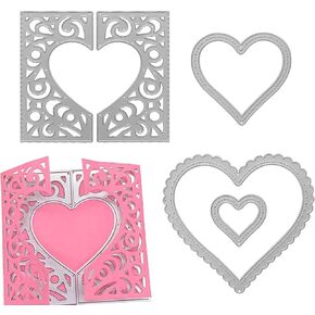 ABTOLS Valentine's Day Words Cutting Dies for Card Making, Heart Frame Die Cuts Love Flower Dies Stencil Embossing Template for Card Scrapbooking and DIY Craft Album Paper Card Decor