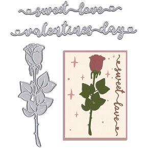 ABTOLS Valentine's Day Words Cutting Dies for Card Making, Heart Frame Die Cuts Love Flower Dies Stencil Embossing Template for Card Scrapbooking and DIY Craft Album Paper Card Decor