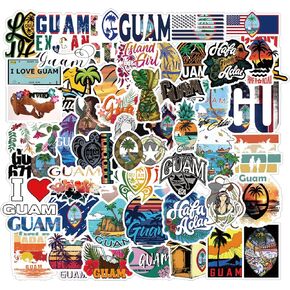 Guam Tropical Rainforest Animals Vinyl Stickers, Purple, 55pcs, Waterproof, Heart Shaped, Cartoon, Single Use, for Refrigerators, Laptops, Travel Boxes, Cars, Envelopes