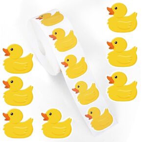 Whaline 1000Pcs Rubber Duck Roll Stickers Yellow Duck Cute Decorative Label Decals for Birthday Party Favor Bags Water Bottle Scrapbook Notebook Decoration, 1.5Inch