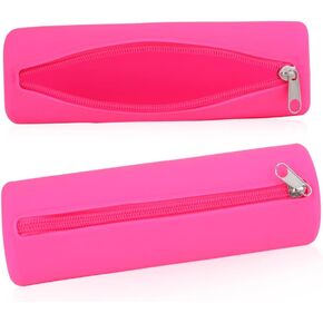 iSuperb Pencil Case Silicone Pencil Pouch Small Pen Bag Makeup Bag Organizer Storage Bag Waterproof Cosmetic Zipper Pouch (Rose red)