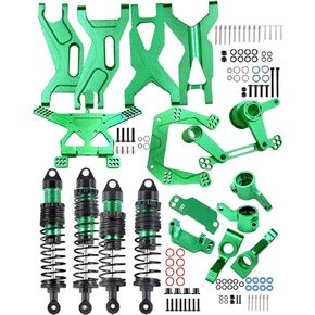 Upgrades Part for 1/10 Rustler Stampede 2wd(VXL),Alloy RC Shocks,Shock Tower,Suspension Arm,Steering Blocks Caster Blocks C-Hubs Stub Axle Carriers,Steering Bellcranks,Green
