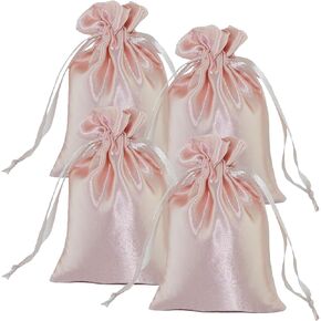 SIMPLECOOL 25pcs Satin Bags Drawstring Gift Bags. Small Jewelry Bags. Mini Goodie Bags for Birthday Party Wedding Favors Baby Shower Valentines Day Mothers Day Christmas (4x6 inches, Rose Gold)