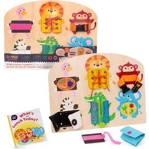 Battat Education – Montessori Busy Board – Toddler Busy Board – Lock and Key Toy – Activity Board – 3 Years + – Knock-Knock Who’s Inside?