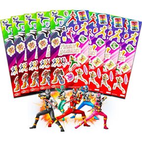 Saban Power Rangers Stickers for Kids Party Bags ~ 8 Sheets Power Rangers Party Favors Stickers Made in USA (140+ Stickers Superhero Party Supplies)