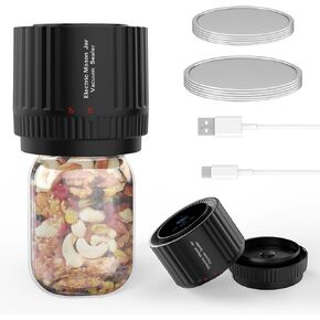 Electric Mason Jar Vacuum Sealer - Cannning Vacuum Sealer Compatible with Wide-Mouth and Regular-Mouth Mason Jars Vacuum Sealer Kit for Food Storage with LED Display -Black in Kuwait