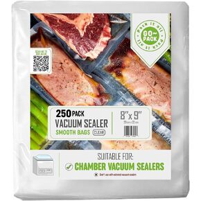 Chamber Machine Pouches, Pre-Cut Chamber Vacuum Sealer Bags, Heavy Duty Seal Pouch, BPA-Free Chamber Sealer, 8x9", Pack of 250 Vacuum Chamber Pouches, COLOR: BLACK