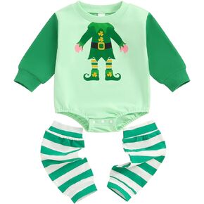 Ayalinggo Baby Leprechaun Costume Newborn Boy Girl St Patricks Day Outfit Shamrock Romper Clovers Onesie With Leg