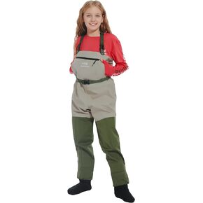 BASSDASH IMMERSE Kids Breathable Chest Fishing Waders Youth Stockingfoot Wader Waterproof Lightweight for Boys Girls