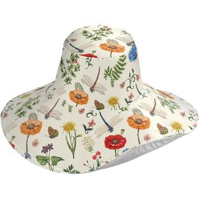 Pfrewn Women's Summer Wide Brim Sun Hats Waterproof Foldable Sun UV Protection Hat Gardening Hat for Garden