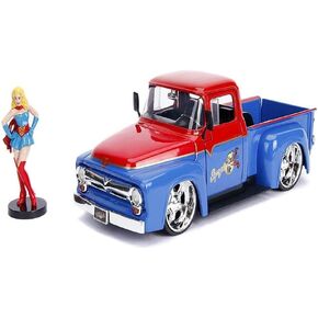 Jada Toys DC Comics Bombshells Supergirl & 1956 Ford F100 DIE-CAST Car, 1: 24 Scale Vehicle & 2.75" Collectible Figurine 100% Metal