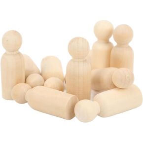 10Pcs Wooden Peg Dolls 75mm / 3.0in Unfinished Doll People Burr‑Free Develop Hands‑On Skills Wooden Decorative Figures for Kids Art and Creative DIY Craft(#2)