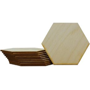 Unfinished Hexagon Wood Cutout Available in a Variety of Sizes and Thicknesses (1/8" Thick, 6 Inch (Package of 10))