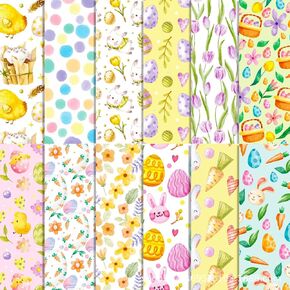 Scrapbook Paper Pad, 24 Sheets Scrapbooking Supplies Paper, 12"×12" Patterned Cardstock Paper, Cardmaking Craft Paper Pack for Planners Journals Origami Decopage Decorative Gift Wrapping (Easter)