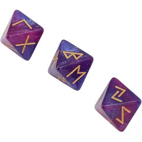 VBESTLIFE Rune Dice,3Pcs Rune Dice 8 Sided Star Sky Mystic Vivid Colors Astrology Learning Prediction Polyhedral Dice Set for Adults(Blue)