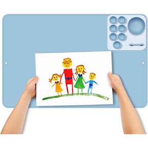Silicone Painting Mat, Artist for Kids Gift Clay DIY Creations, Large Silicone Mats for Crafts Paint Mats with Bowl, Brush Holder,23.6"x15.7"