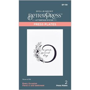 Spellbinders Every Occasion Floral O and Sentiment Press Plate, Metal