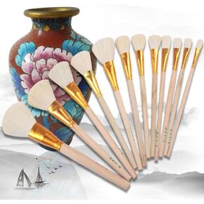 12Pcs Pottery Art Wool Brush Set for Ceramic Glaze/Painting Coloring Watercolor Paint Craft DIY Painting Pen Art Supplies
