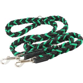 Dogs My Love 6 Way European Multifunctional Braided Dog Leash, Adjustable Schutzhund Lead 42"-68" Long 4 Sizes Green (Medium: 3/4" Wide)