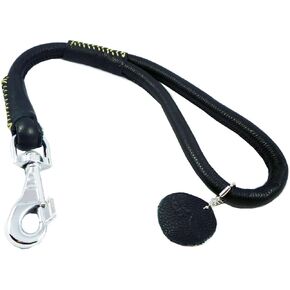 Round Genuine Rolled Leather Dog Short Leash 20" Long 5/8" Wide Black Lead for Large Breeds in Saudi Arabia