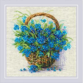 RIOLIS Counted Cross Stitch kit 2170 Forget Me Nots in a Basket