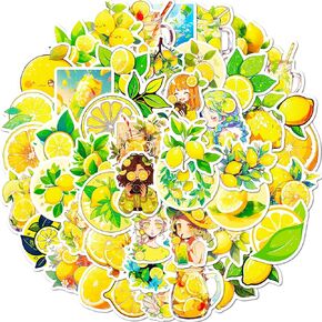 Lemon Stickers 50 Pcs Fruit Lemon Stickers Pack for Kids Teens Adults, Cartoon Cute Lemon Waterproof Vinyl Decals for Water Bottle Scrapbook Journal Computer, Lemon Party Supplies