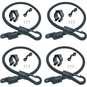 4 Sets 12 Inches Rod Straps for Bass Boat, Deck Mount Connector Mount Rod Strap, Rod Holders for Boat Deck with Straps + Kayak Paddle Clip, Canoe Kayak Boat Fishing Rod Replacement Accessories