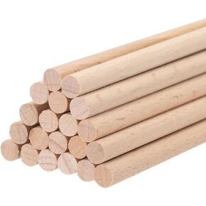 MECCANIXITY Wooden Dowel Rods Wood Sticks, 8"x0.24" Round Wooden Dowels Rod for DIY, Arts Decoration, Crafts Wand, Handmade Small House Rods, Pack of 20