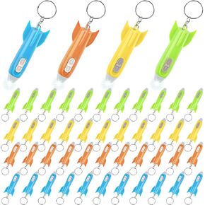 48 PCS Helicopter Mini Flashlight Keychain, Rocket LED Flashlight, Mini Flashlights In Bulk, Colorful LED Flashlight, Small Flashlights for Kids, Mini LED Flashlight Keychain, Astronaut Party Favors