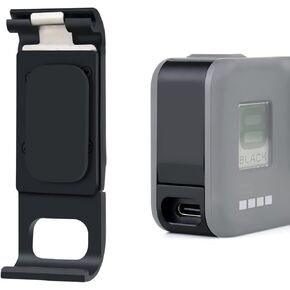 غطاء بطارية بديل من الألومنيوم من QiuNiu لكاميرا GoPro Hero 8 باللون الأسود، يتميز بمنفذ محجوز من النوع C يسمح بالشحن وتوصيل الملحقات in Kuwait