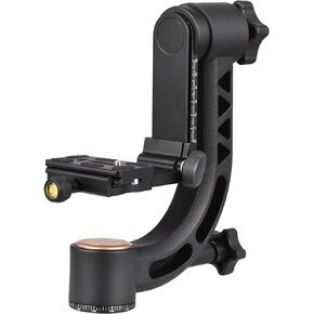 Andoer Heavy Duty 360° Panoramic Gimbal Tripod Head Aluminum Alloy 15kg/33lbs Load Capacity with 1/4 Inch Screw Quick Release Plate Bubble Level for DSLR Cameras