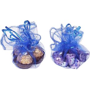White Organza Bags, 50pcs Sheer Round Drawstring Christmas Wedding Party Favor Pouches Jewelry Candy Gift Packaging Bags, 9.8 inch Diameter in Kuwait