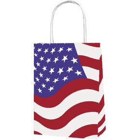 حقيبة هدايا Joffreg الوطنية بمقابض، حقائب هدايا لحفلات العلم الأمريكي، مزخرفة ليوم المحاربين القدامى، ويوم الذكرى والرابع من يوليو، أحمر أزرق وأبيض، 6.30 × 3.15 × 8.27 بوصة، 10 قطع in Kuwait