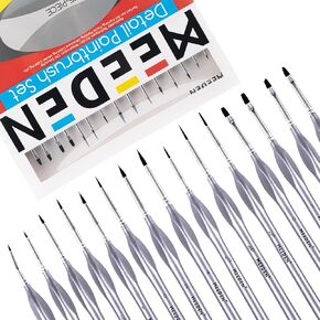 MEEDEN Miniature Paint Brush Set,15 Tiny Professional Fine Tip Detail Paint Brushes, Detailing Paintbrushes for Acrylic Watercolor Oil Painting- Model Face Nail Craft