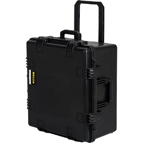 MEIJIA Portable All Weather Waterproof Hard Case, Camera Case with Customizable Fit Foam And Rolling Wheels, 24.8"X23.7"X13.17",Elegant Black