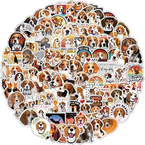 123Pcs Beagle Stickers Pack, Aesthetic Vinyl Waterproof Sticker Decals for Water Bottle,Laptop,Phone,Skateboard,Scrapbooking,Bumper Gifts for Teens Adults Fans for Party Supply