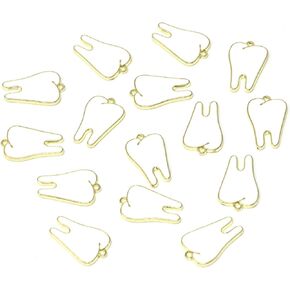 HONBAY 15PCS Enamel Alloy Tooth Charms Pendant Heathy Teeth Dangle Charms for Earrings Bracelet Necklace Jewelry Making