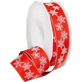 Morex Ribbon Petite Christmas Celebration Themed Grosgrain Ribbon, 1" x 22 Yd, Red, (69525/20-609)