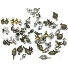 Christmas Acorn and Pine Cone Charm, Assorted Nuts Charm Pendant Bead for DIY Jewelry Making Findings(50pcs)