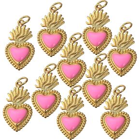 BEEFLYING Golden Brass Charm with Enamel and Jump Rings for Jewelry Earrings Bracelet Necklace Making