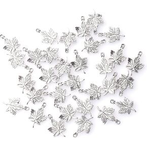 30 Pcs Maple Leaves Charms Metal Small Autumn Leaf for DIY Crafting Jewelry Making Necklace Bracelet Necklace Keychain Thanksgiving Christmas Gift Accessories