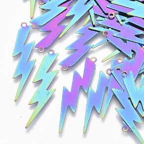 Beadthoven الفولاذ المقاوم للصدأ تخريمية سحر DIY أقراط المعلقات ريشة ورقة فراشة قطرة قوس قزح اللون محفوراً الزينة المعدنية موصلات لقلادة صنع المجوهرات التبعي in Kuwait