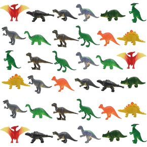 Mini Dinosaur Figure, 36pcs Plastic Dinosaur Figurines Toys for Kids, Small Dino Toys for Dinosaur Party Favors, Easter Eggs Filler, Valentines Exchange Gift, Cupcake Toppers
