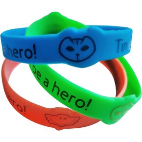 Masks Party Favors Bands Supplies, Red Green Blue Birthday Celebrations Girls Boys Gift Kids Silicone Wristbands Hero PJ Theme Goody Bag Fillers 24 Pack