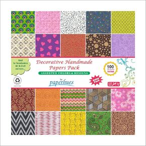 Decorative Handmade Scrapbook Papers 6x6" Pack, 100 Sheets, Assorted Colors