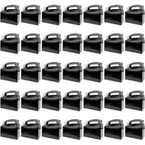 35 PCS Party Treat Boxes Black Candy Cookies GiftBox DIY Portable Favor Bags Snack Goodie Cardboard Gable Perfect for Kids Birthday Halloween Wedding Baby Shower Easter Supplies Decoration