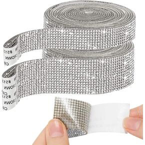 5 Rolls Self Adhesive Rhinestone Ribbons – 9 Yards Silver Bling Diamond Rhinestone Ribbons Width 0,31''' 0,59'' 0,62'' 0,78'' 1,18'' Rhinestone Tape Crystals for Crafts DIY Jewelry Wedding Party