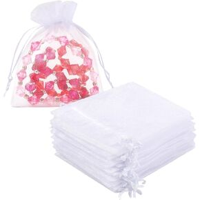 Hopttreely Organza Bags with Drawstring, 50pcs Pastel Yellow 3x4inch Jewelry Bags, Little Mesh Gift Pouches Mini Candy Bags for Small Presents Jewelry Earrings